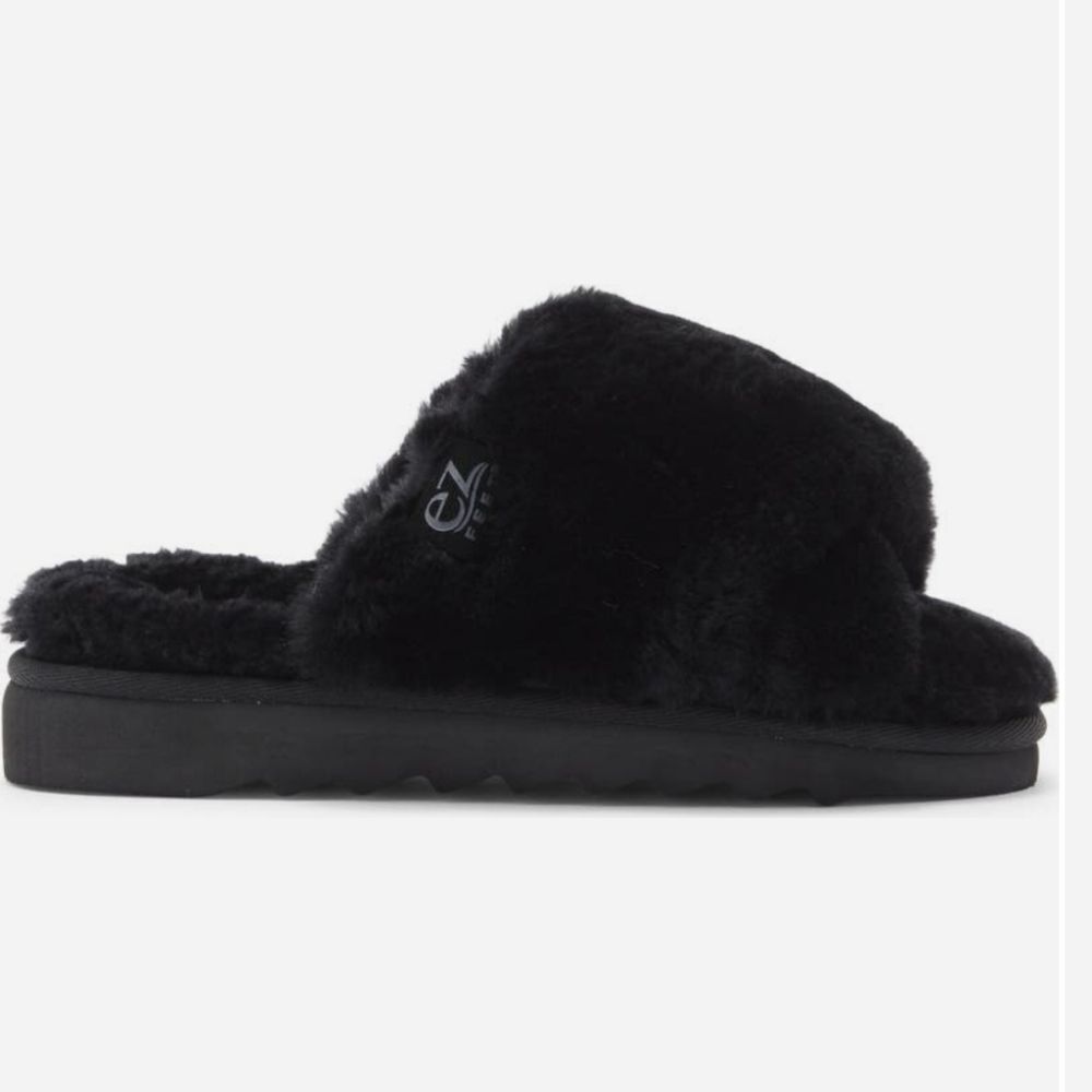 Genuine Shearling Wide Crossband Slide (Outdoor-Indoor)